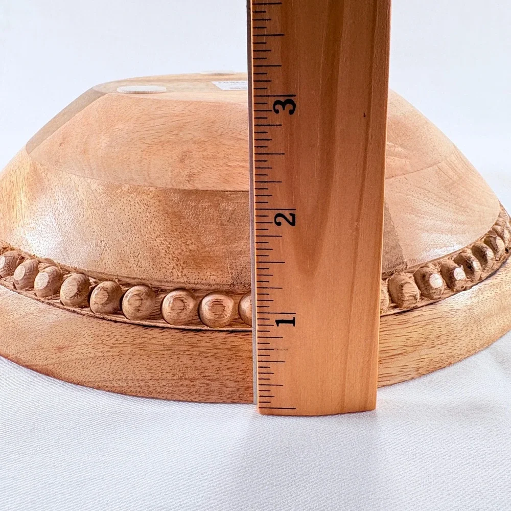 Foreside Wood Bead Bowl 10 Inch Brown Mango‎ Wood Beaded Trim FDAD08033